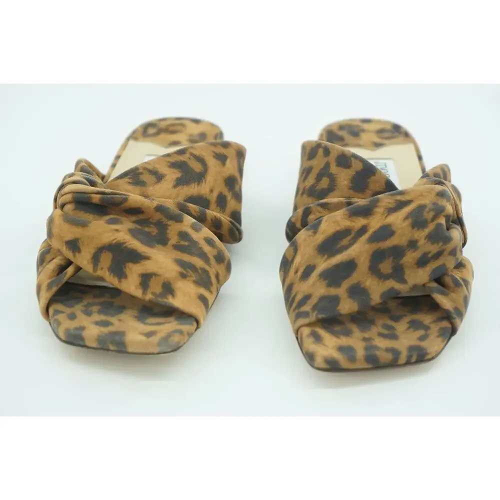 Jimmy Choo Narisa Knotted Leopard-Print Flat Sandals  New